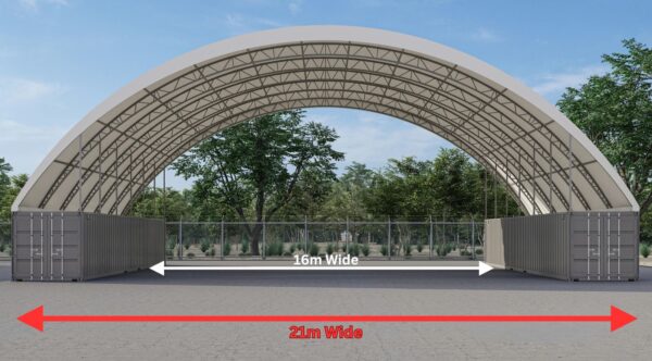 21m Wide x 24m Long Double truss Heavy Duty Commercial Grade Dome Shelter 750gsm Fabric Cover